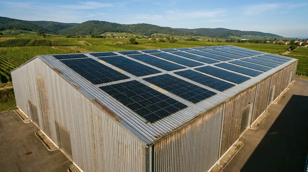 Bâtiment tertiaire en bac acier à Burnhaupt-le-Haut avec installation photovoltaïque