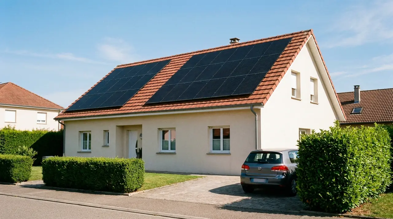 Pavillon résidentiel récent à Hésingue avec panneaux solaires en toiture orientée sud-ouest