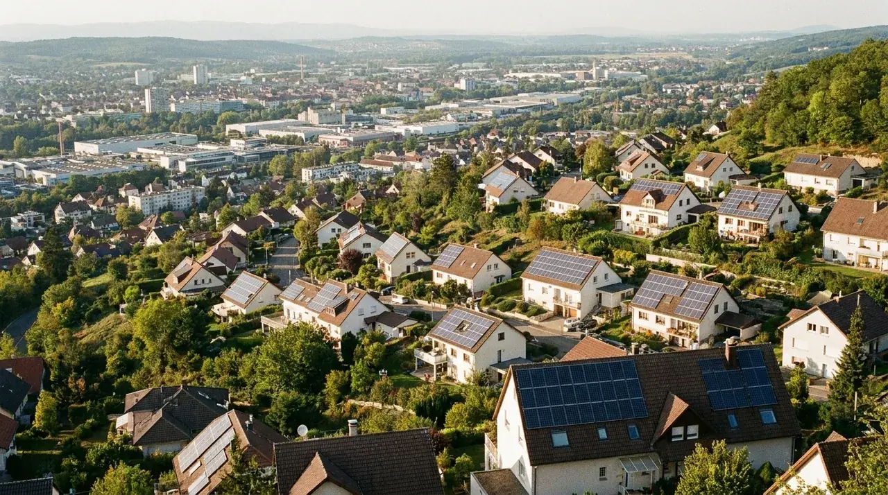 Quartier des Coteaux de Mulhouse avec exposition Sud favorable au photovoltaïque
