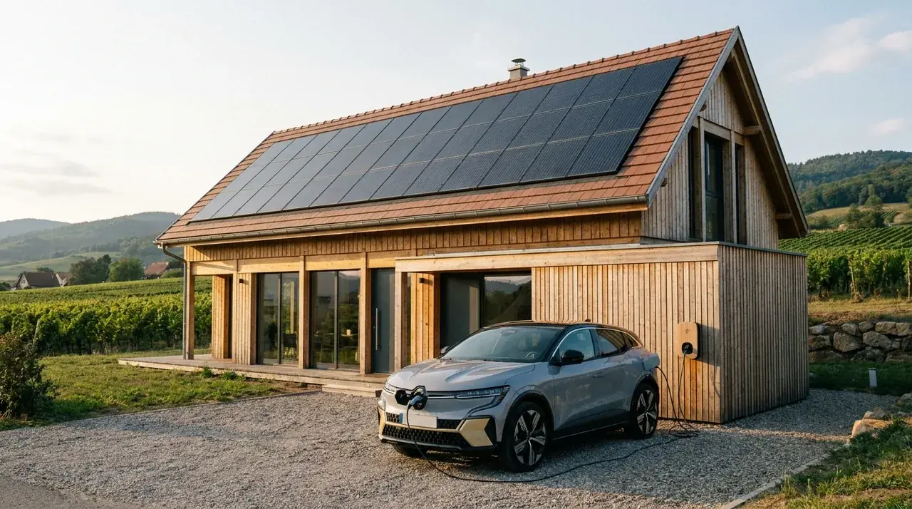 Couplage panneaux photovoltaïques + voiture électrique à Pfastatt