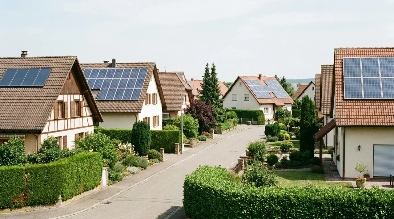 Lotissement résidentiel récent à Wittelsheim avec installations photovoltaïques